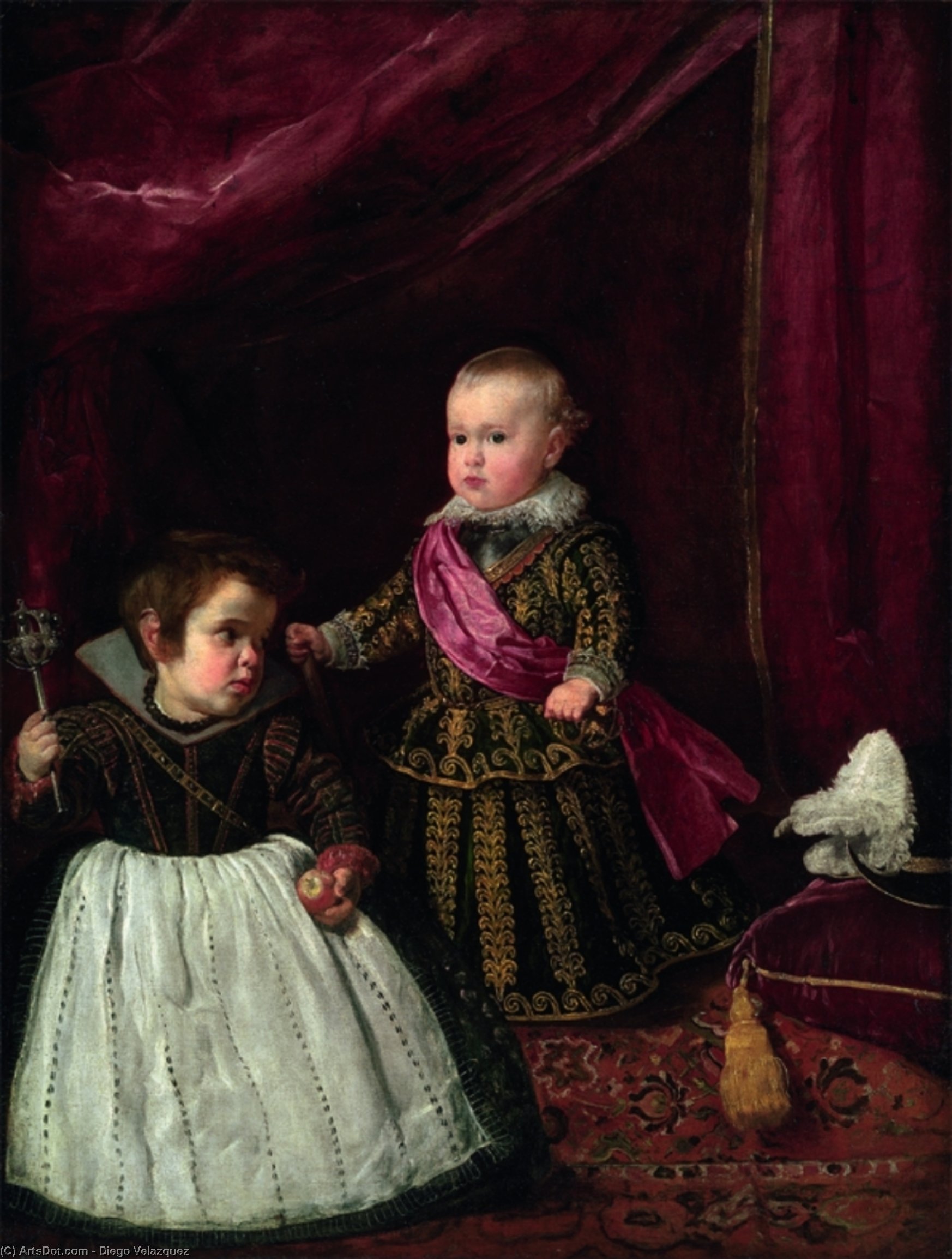 Wikioo.org - The Encyclopedia of Fine Arts - Painting, Artwork by Diego Velazquez - Don Baltasar Carlos with a Dwarf