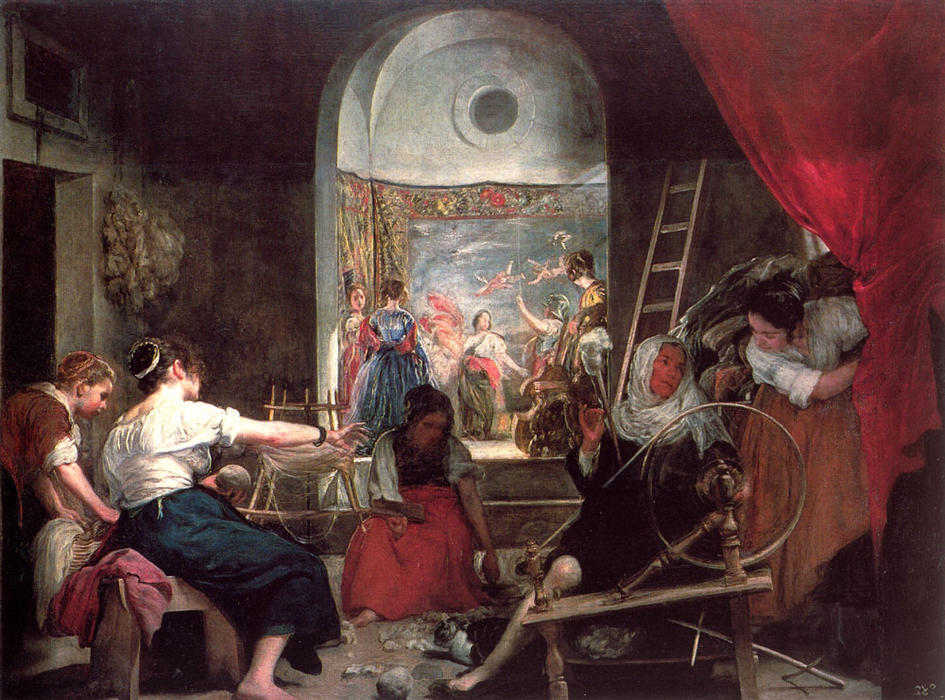 Wikioo.org - The Encyclopedia of Fine Arts - Painting, Artwork by Diego Velazquez - The Fable of Arachne, or The Spinners