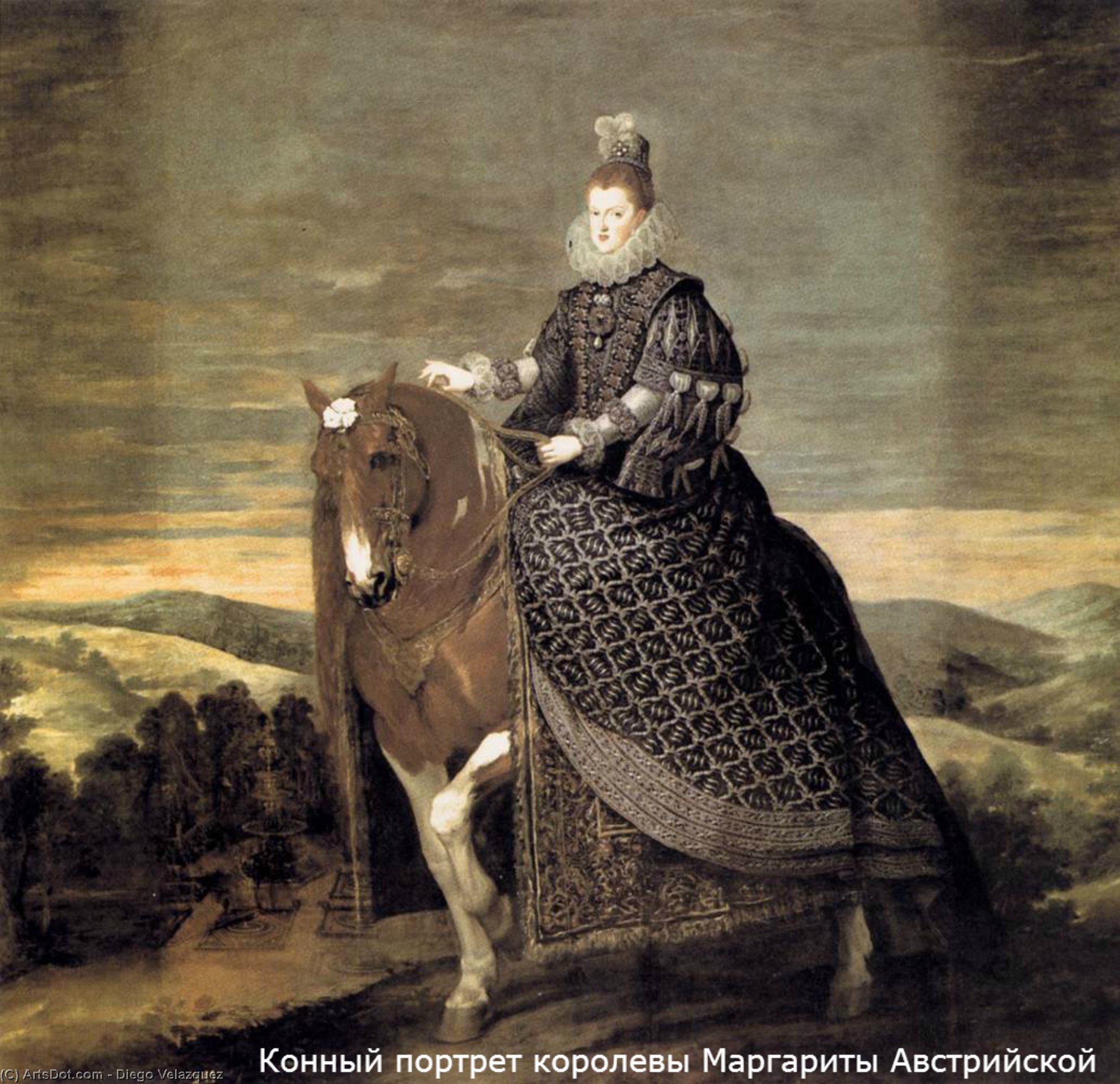 Wikoo.org - موسوعة الفنون الجميلة - اللوحة، العمل الفني Diego Velazquez - Portrait of Queen Margaret of Austria