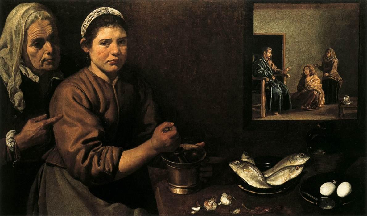 Wikioo.org - The Encyclopedia of Fine Arts - Painting, Artwork by Diego Velazquez - Christ in the House of Mary and Martha