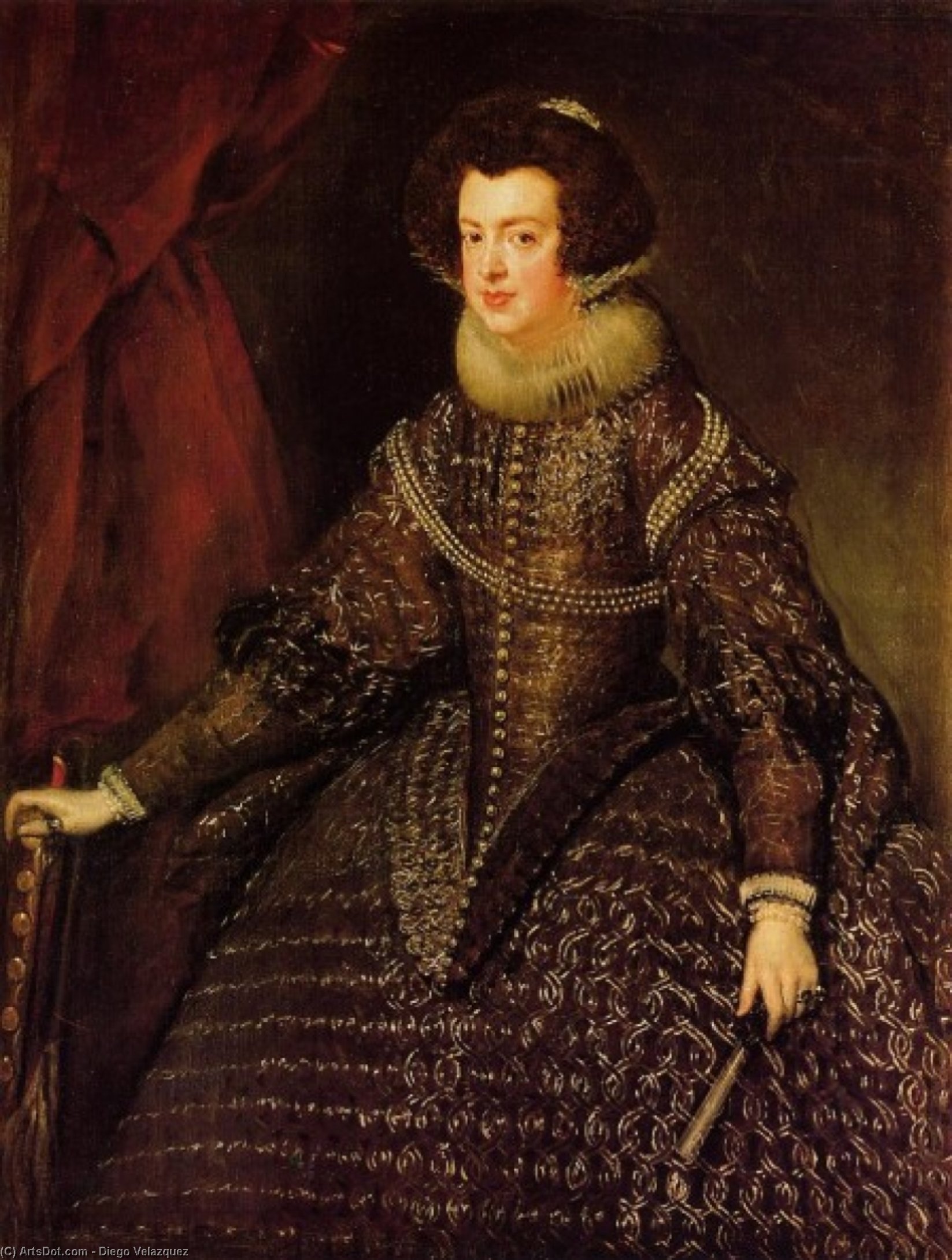 Wikioo.org - The Encyclopedia of Fine Arts - Painting, Artwork by Diego Velazquez - Queen Isabella of Spain wife of Philip IV