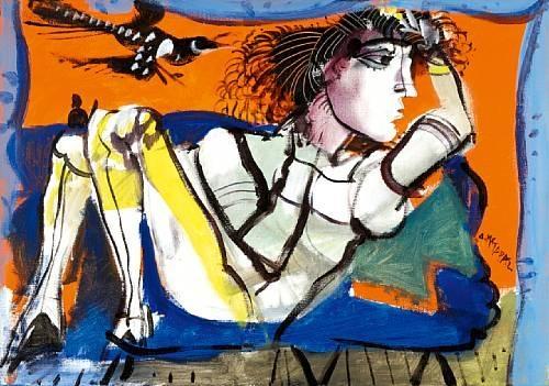 WikiOO.org - Encyclopedia of Fine Arts - Schilderen, Artwork Dimitris Mytaras - Reclining girl