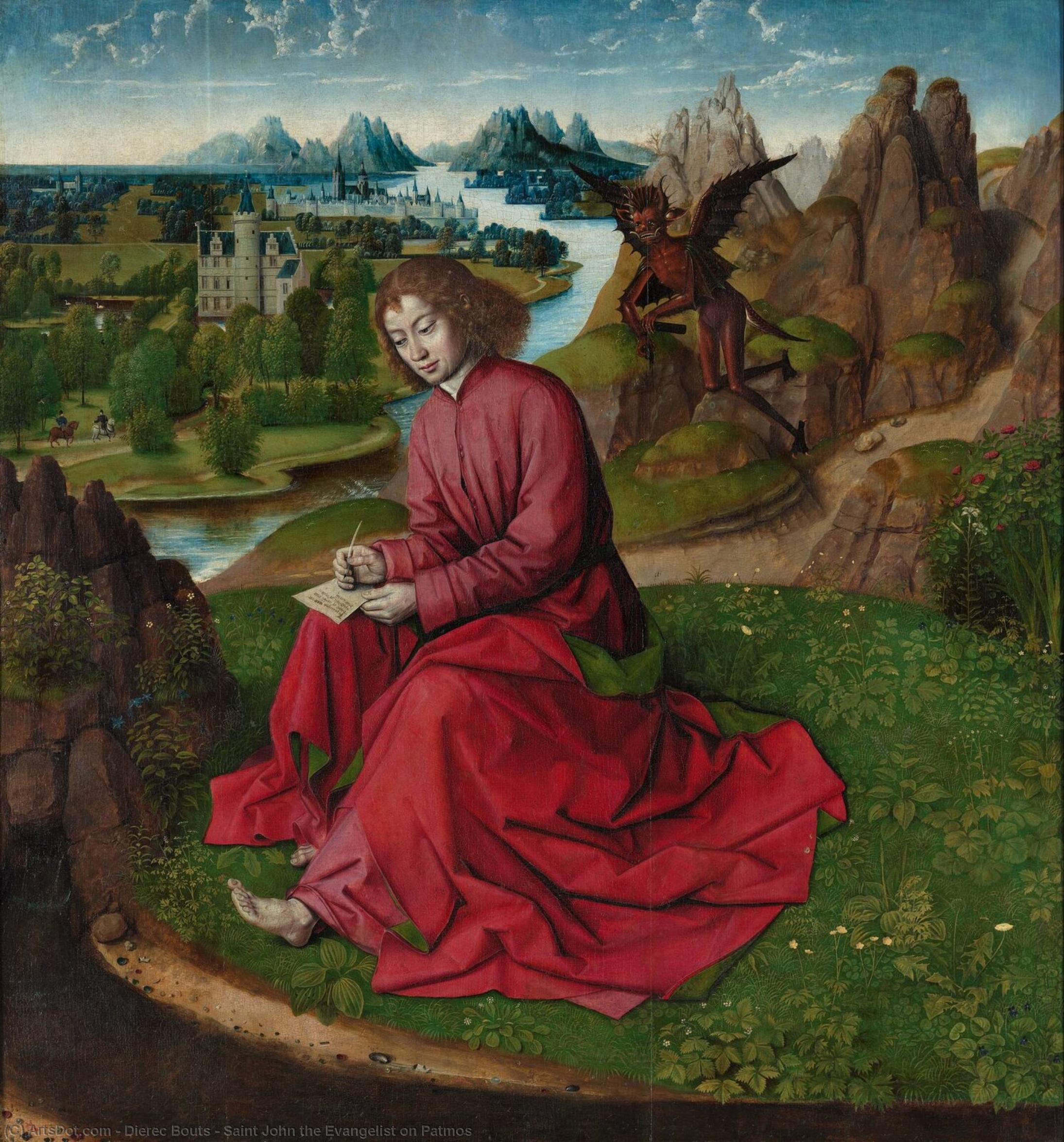 Wikioo.org - The Encyclopedia of Fine Arts - Painting, Artwork by Dierec Bouts - Saint John the Evangelist on Patmos