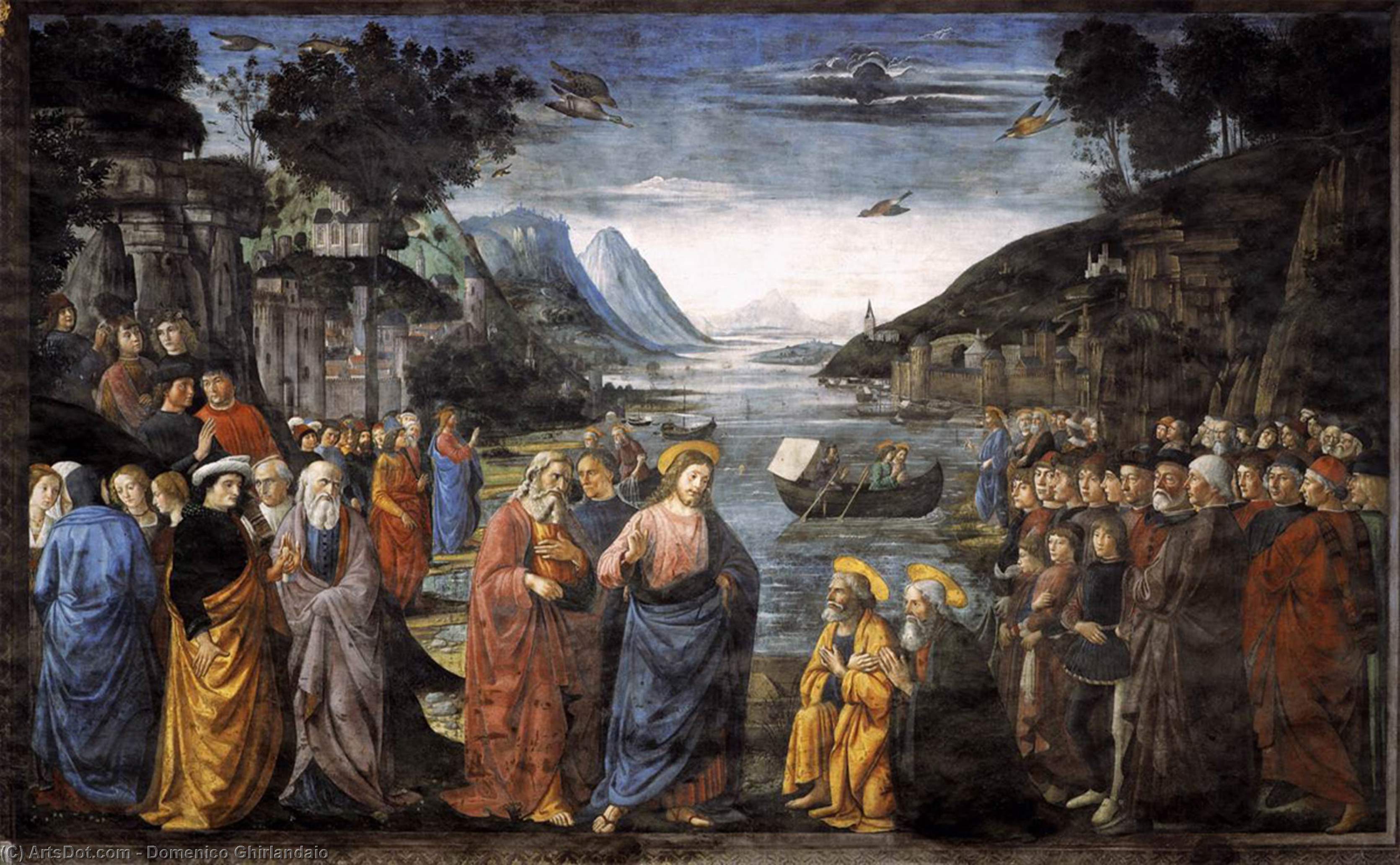 Wikioo.org - The Encyclopedia of Fine Arts - Painting, Artwork by Domenico Ghirlandaio - The Calling of St. Peter and St. Andrew