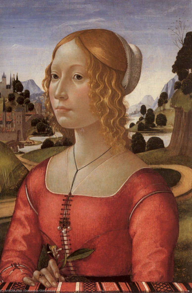 WikiOO.org - אנציקלופדיה לאמנויות יפות - ציור, יצירות אמנות Domenico Ghirlandaio - Portrait of a Lady