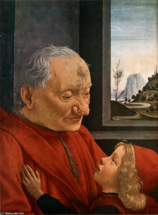 Wikioo.org – La Enciclopedia de las Bellas Artes - Pintura, Obras de arte de Domenico Ghirlandaio - anciano con un jóven niño