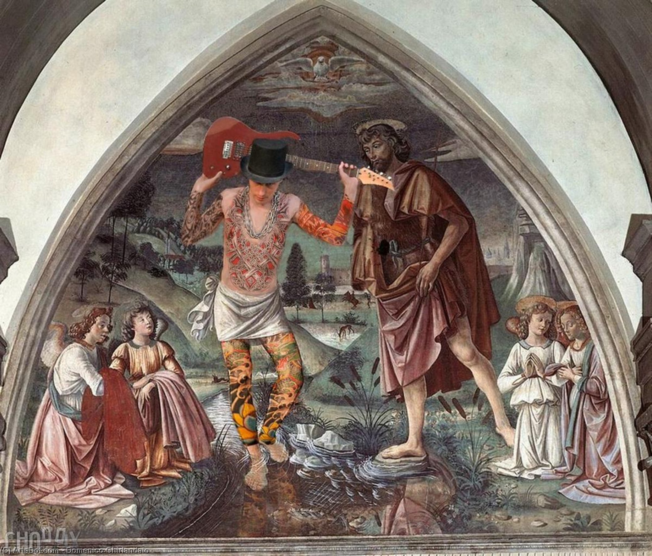 WikiOO.org – 美術百科全書 - 繪畫，作品 Domenico Ghirlandaio - 基督受洗