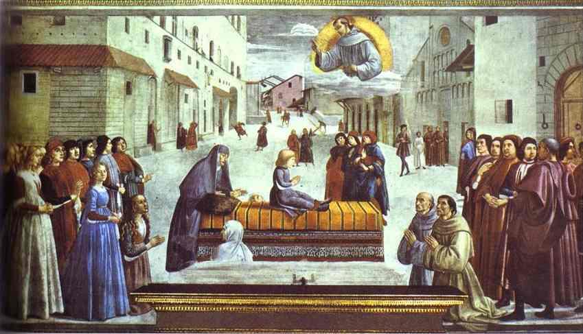 Wikioo.org - The Encyclopedia of Fine Arts - Painting, Artwork by Domenico Ghirlandaio - The Miracle of a Child