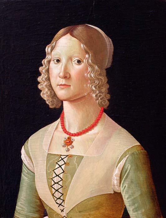 Wikioo.org – La Enciclopedia de las Bellas Artes - Pintura, Obras de arte de Domenico Ghirlandaio - Botas retrato giovane donna