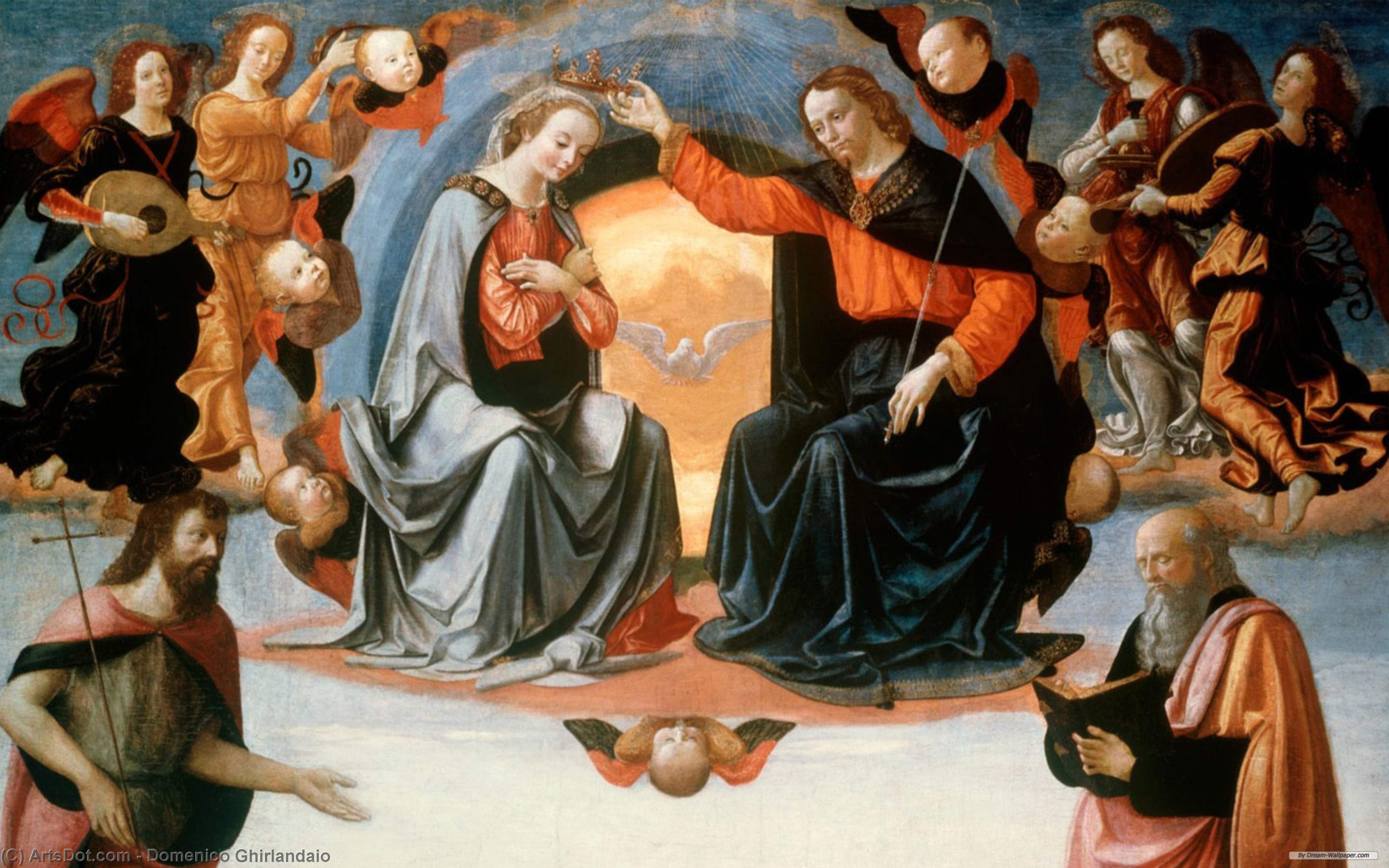 WikiOO.org - Enciclopédia das Belas Artes - Pintura, Arte por Domenico Ghirlandaio - The Coronation of the Virgin
