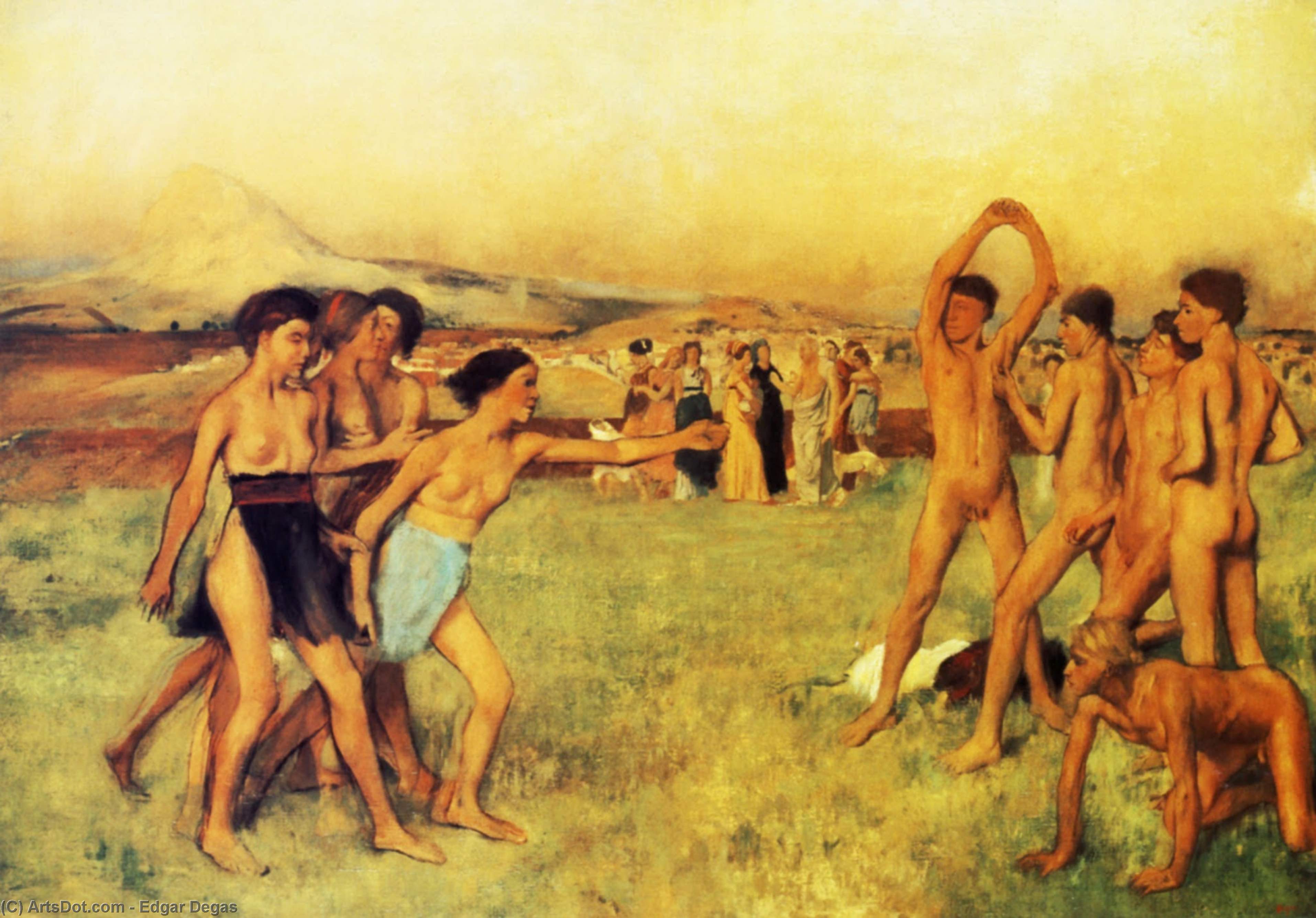 Wikioo.org - The Encyclopedia of Fine Arts - Painting, Artwork by Edgar Degas - Spartan Girls Challenging Boys