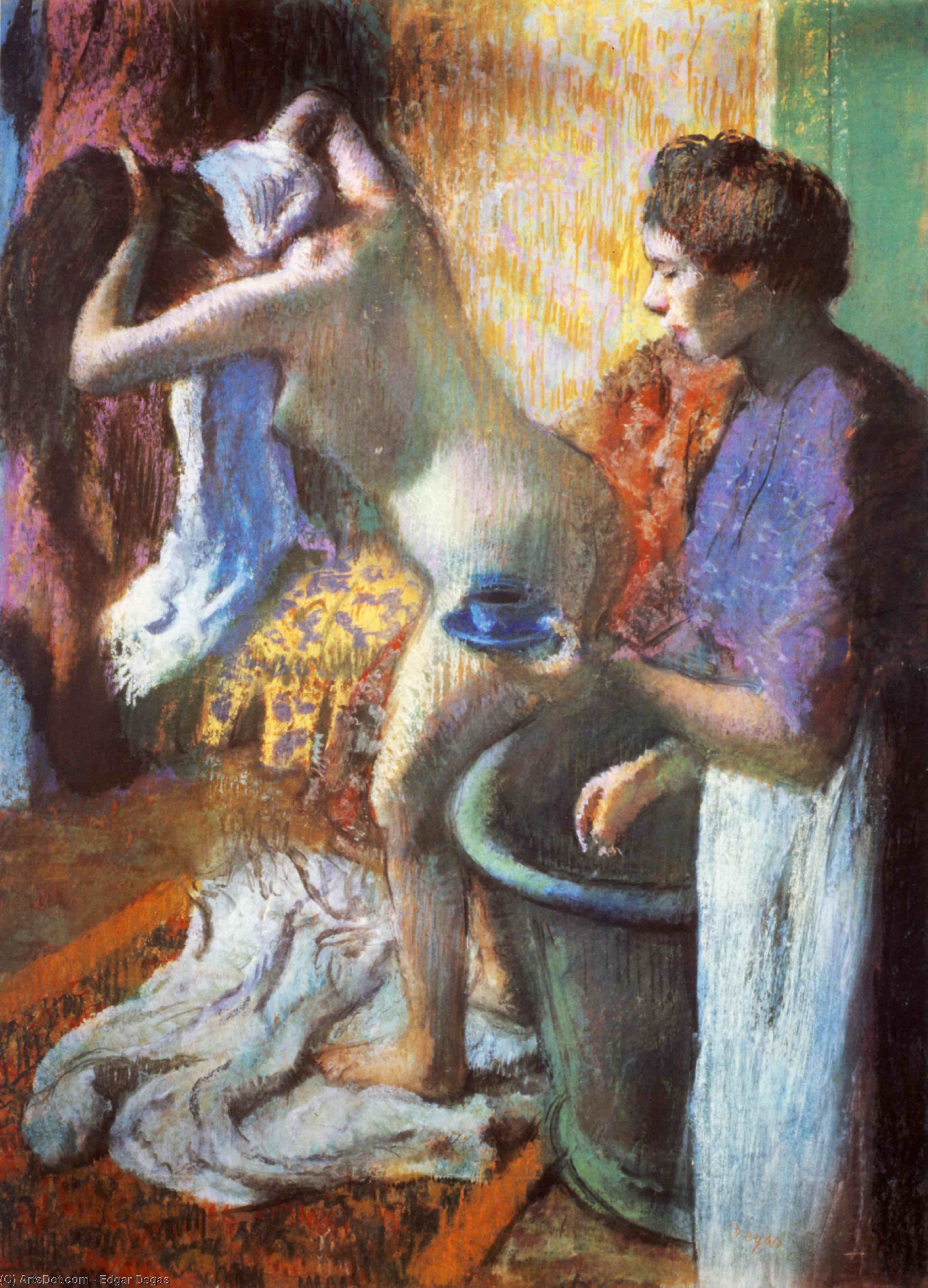 Wikioo.org – L'Enciclopedia delle Belle Arti - Pittura, Opere di Edgar Degas - il coppa di tè la prima colazione  dietro  fare il bagno