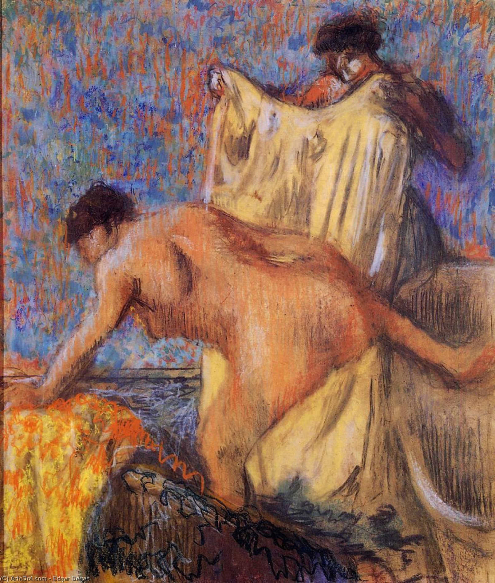 Wikioo.org – L'Enciclopedia delle Belle Arti - Pittura, Opere di Edgar Degas - donna lasciando lei  bagno