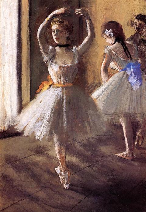 Wikioo.org – La Enciclopedia de las Bellas Artes - Pintura, Obras de arte de Edgar Degas - dos bailarines en el estudio baile  escuela