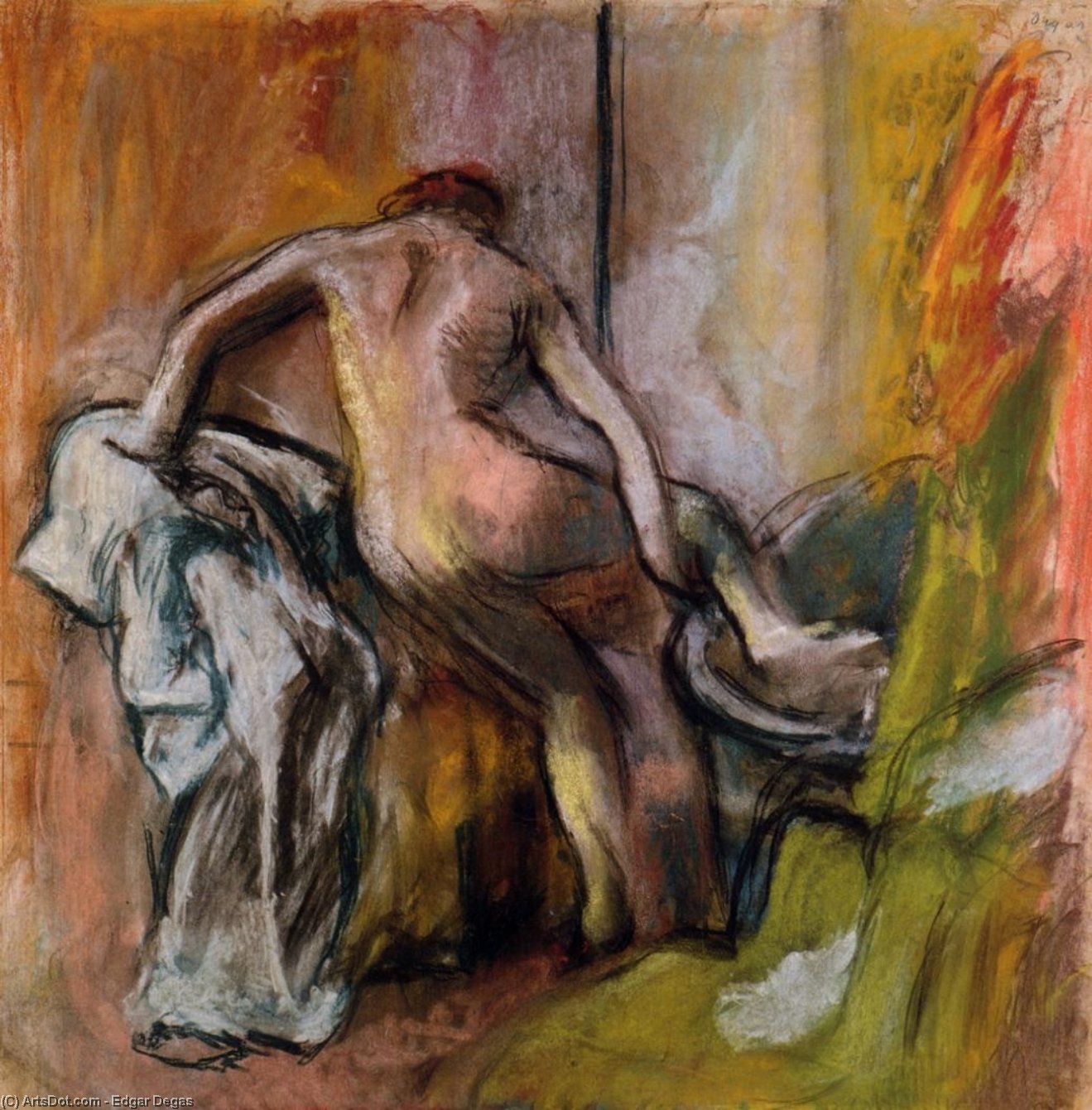 WikiOO.org - Enciklopedija likovnih umjetnosti - Slikarstvo, umjetnička djela Edgar Degas - Leaving the Bath