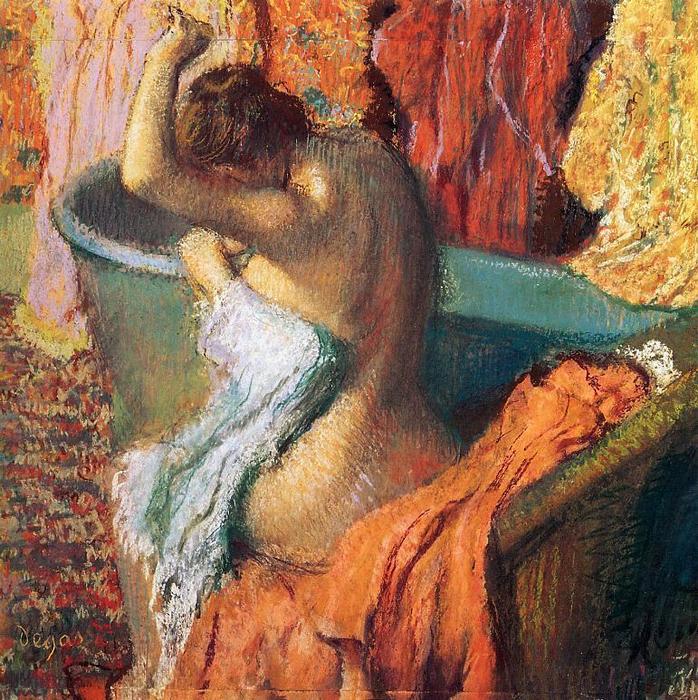 WikiOO.org - 百科事典 - 絵画、アートワーク Edgar Degas - 座っている 水浴びをする人