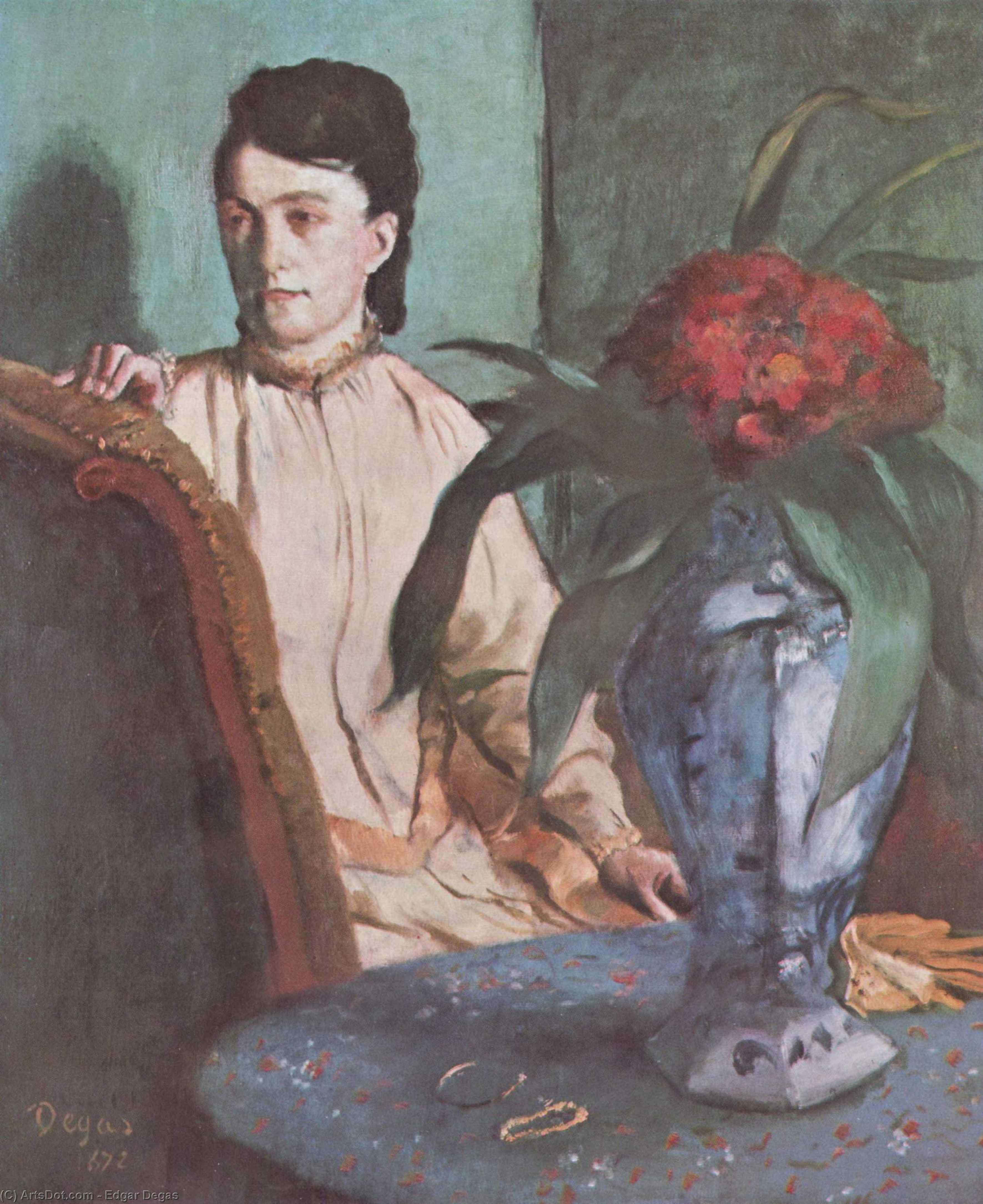 WikiOO.org - Энциклопедия изобразительного искусства - Живопись, Картины  Edgar Degas - Женщина с тот  Восточный  вазе