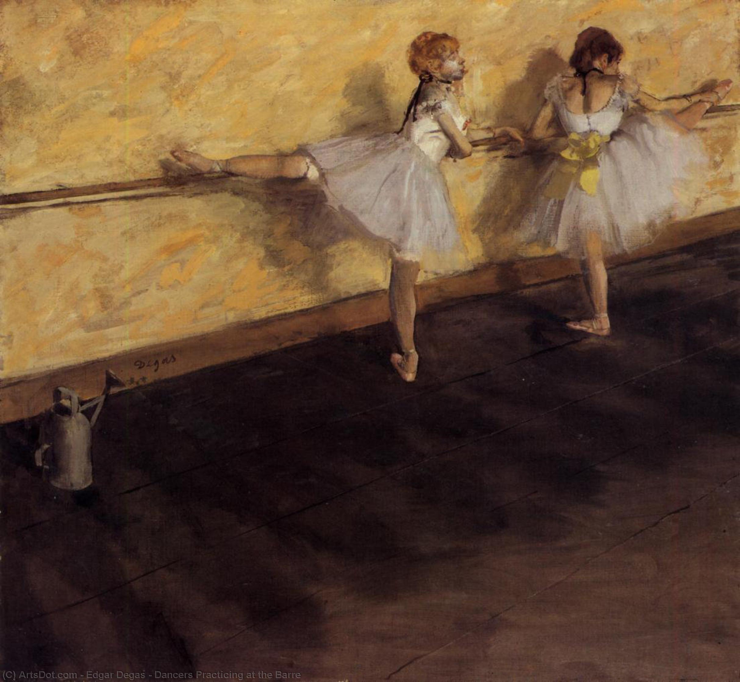 Wikoo.org - موسوعة الفنون الجميلة - اللوحة، العمل الفني Edgar Degas - Dancers Practicing at the Barre