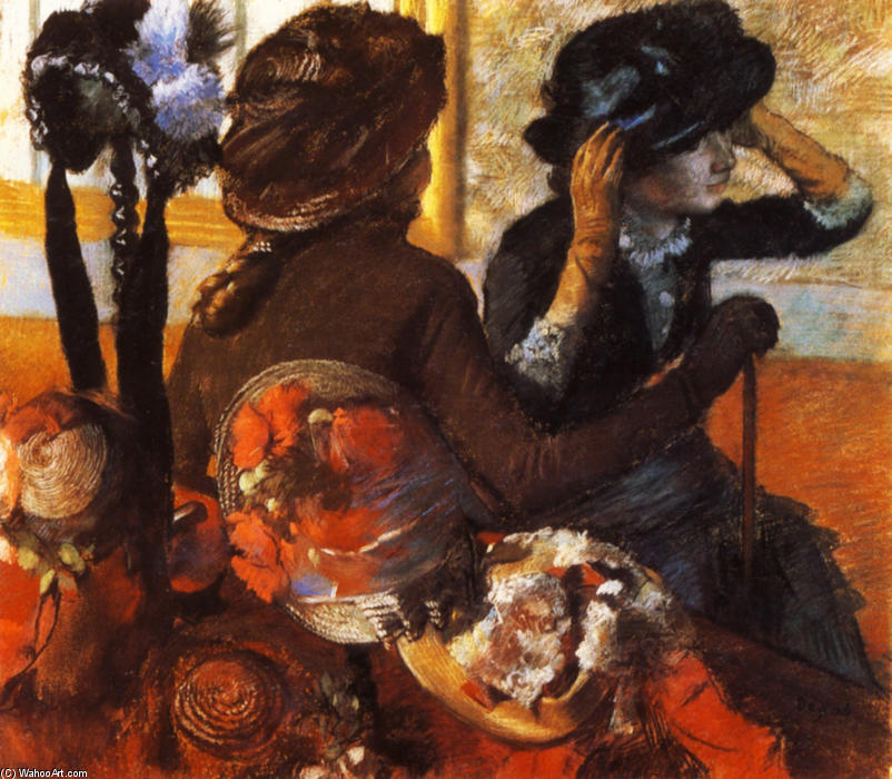 WikiOO.org - Enciklopedija likovnih umjetnosti - Slikarstvo, umjetnička djela Edgar Degas - At the Milliner's
