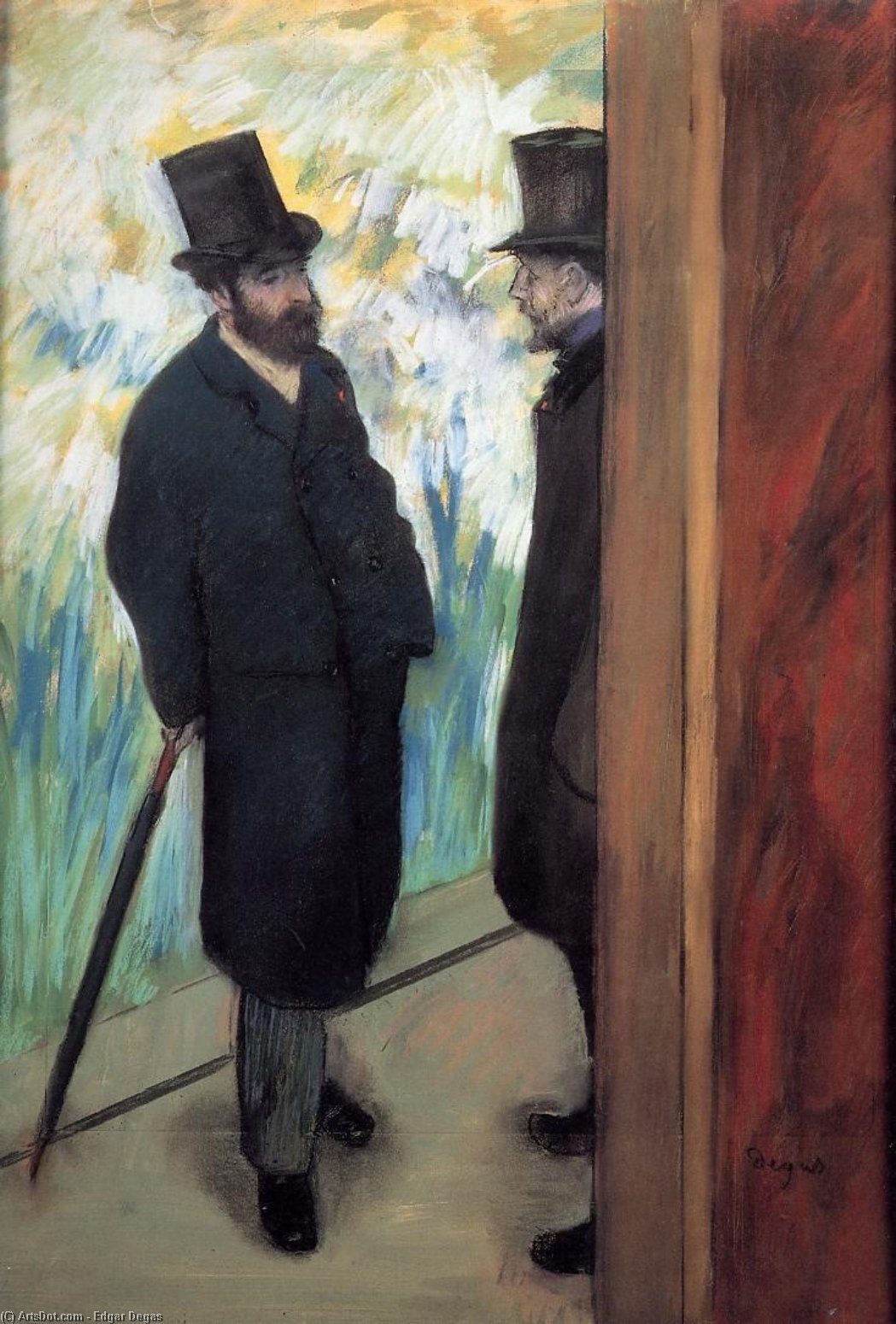 Wikioo.org - The Encyclopedia of Fine Arts - Painting, Artwork by Edgar Degas - Friends at the Theatre, Ludovic Halevy and Albert Cave