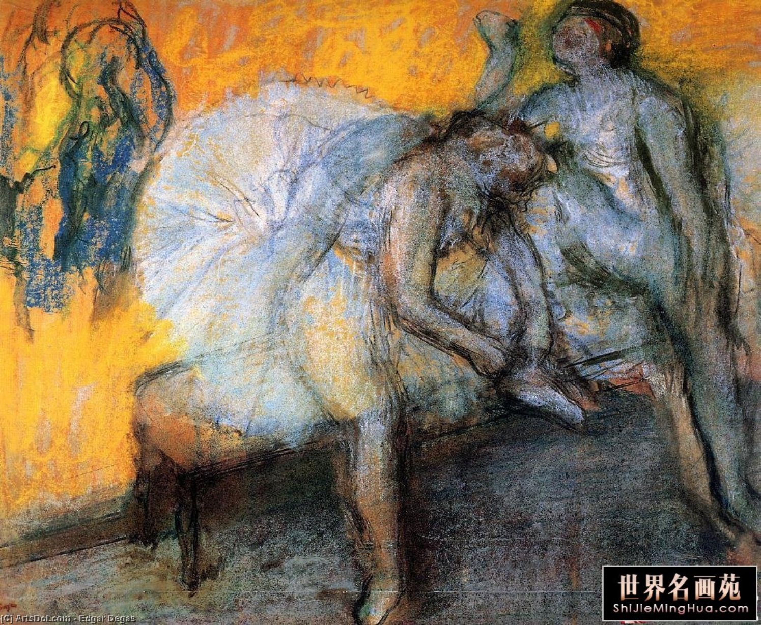 Wikioo.org - The Encyclopedia of Fine Arts - Painting, Artwork by Edgar Degas - Two Dancers Resting
