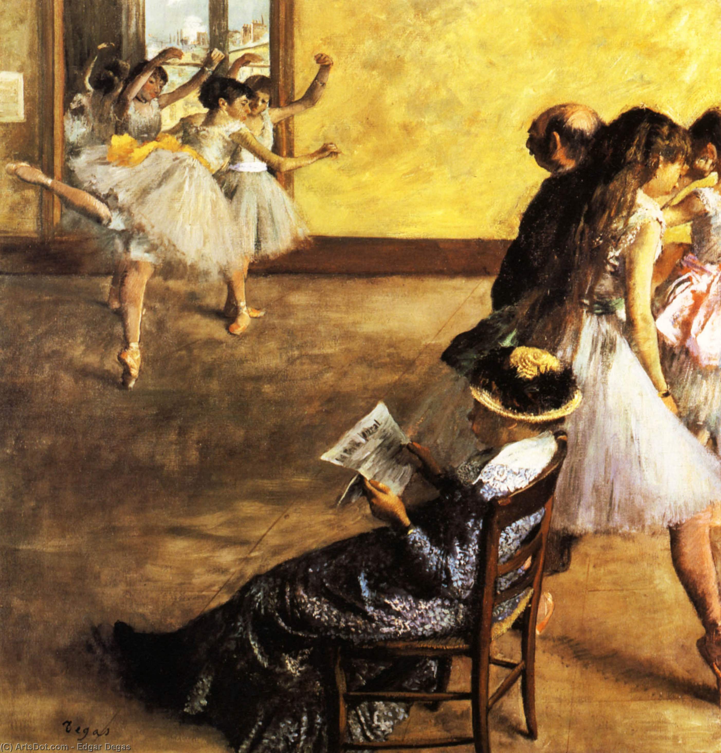 Wikioo.org - The Encyclopedia of Fine Arts - Painting, Artwork by Edgar Degas - Ballet Class, the Dance Hall