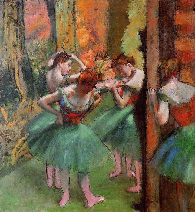 Wikioo.org - The Encyclopedia of Fine Arts - Painting, Artwork by Edgar Degas - Dancers, Pink and Green
