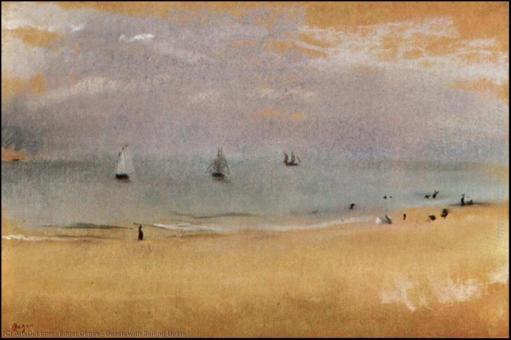 WikiOO.org – 美術百科全書 - 繪畫，作品 Edgar Degas - 海滩 帆船  船