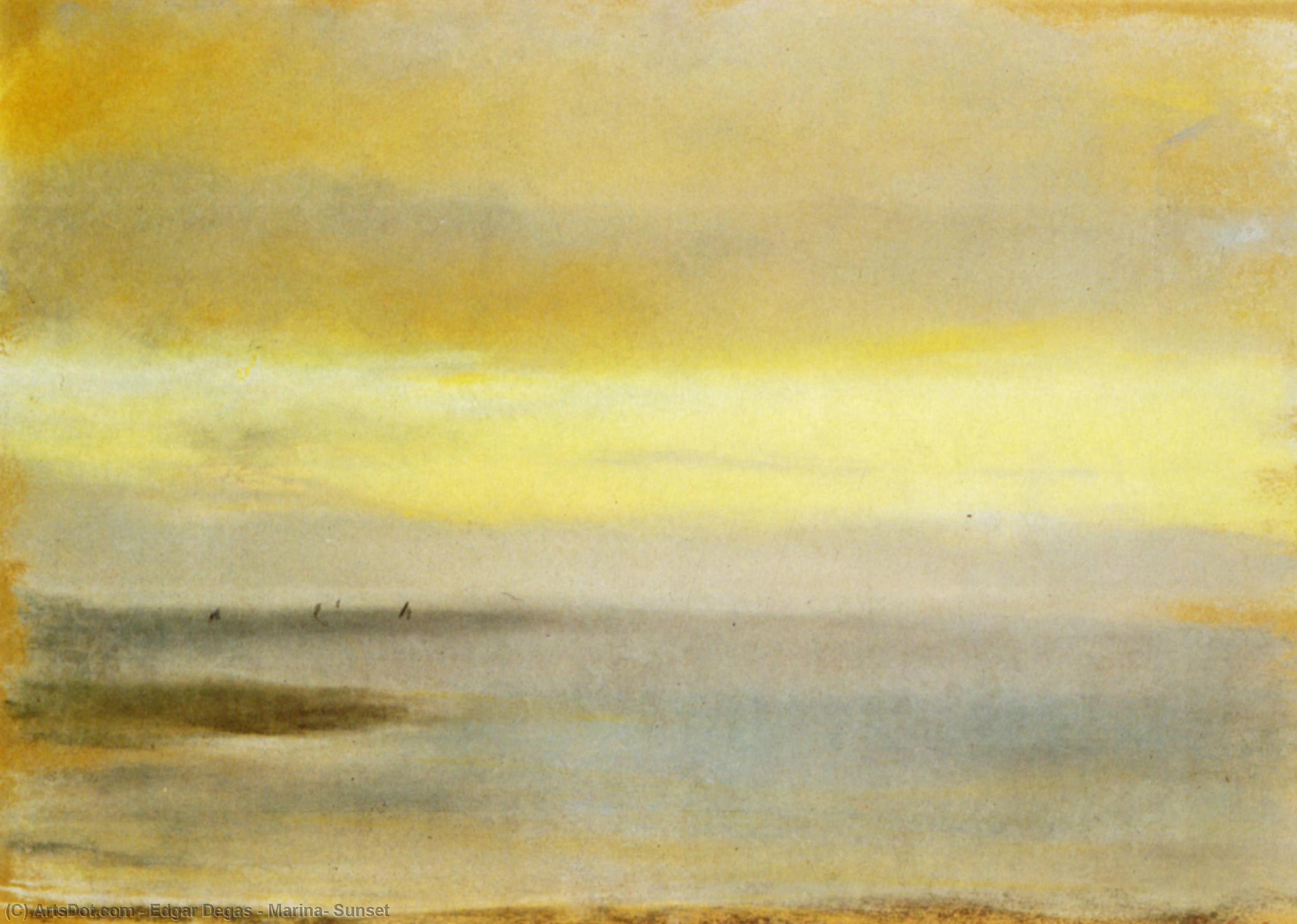 Wikioo.org – L'Enciclopedia delle Belle Arti - Pittura, Opere di Edgar Degas - porticciolo Tramonto