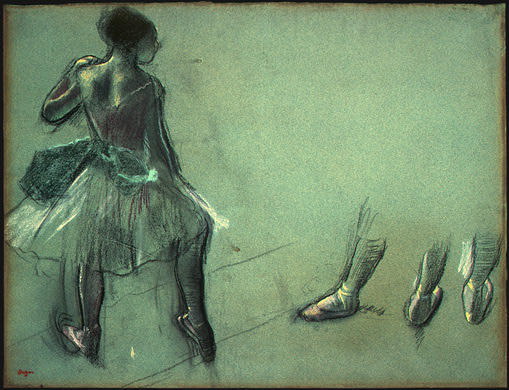 Wikioo.org - The Encyclopedia of Fine Arts - Painting, Artwork by Edgar Degas - Dancer Seen from Behind and 3 Studies of Feet