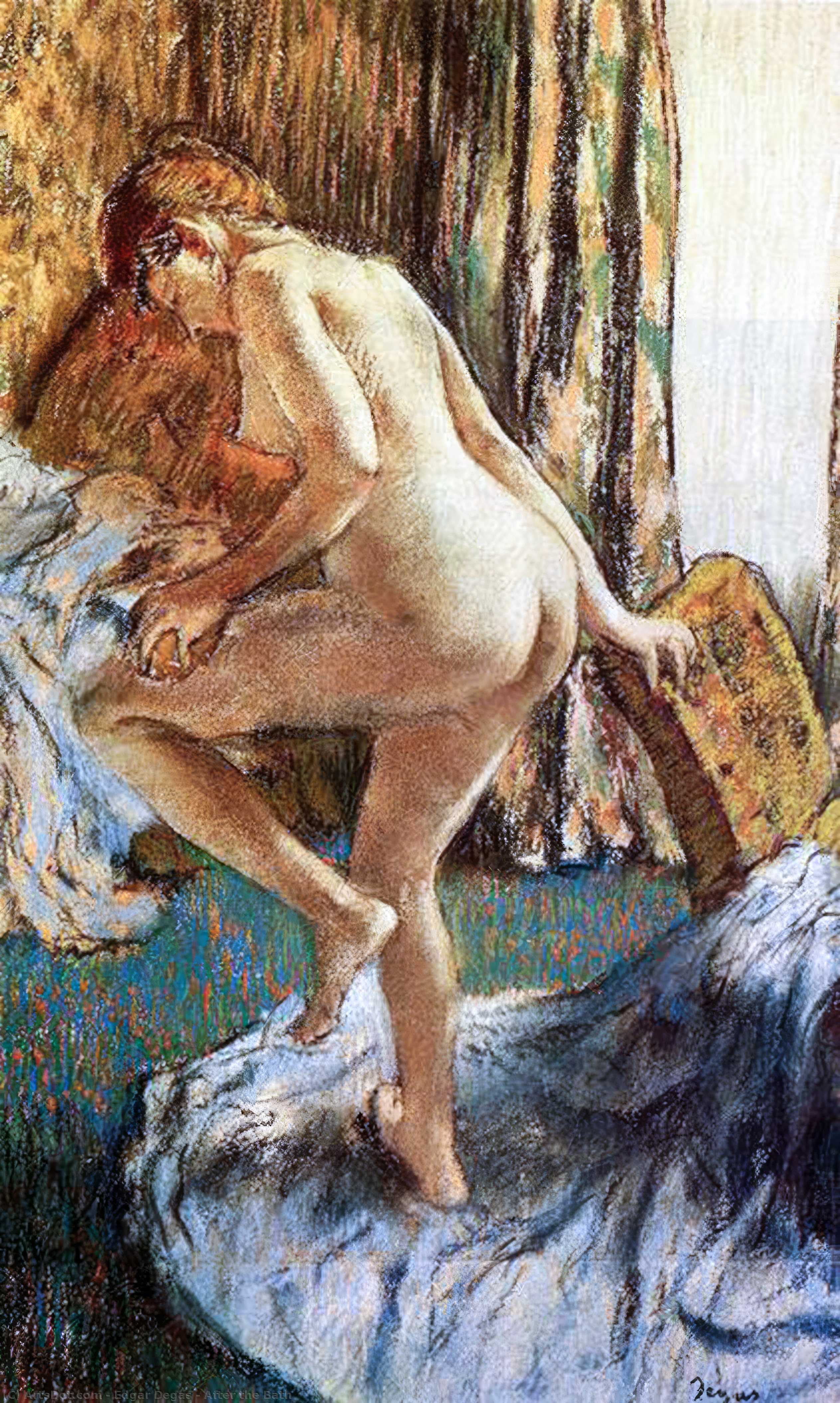 Wikioo.org - Encyklopedia Sztuk Pięknych - Malarstwo, Grafika Edgar Degas - After the Bath