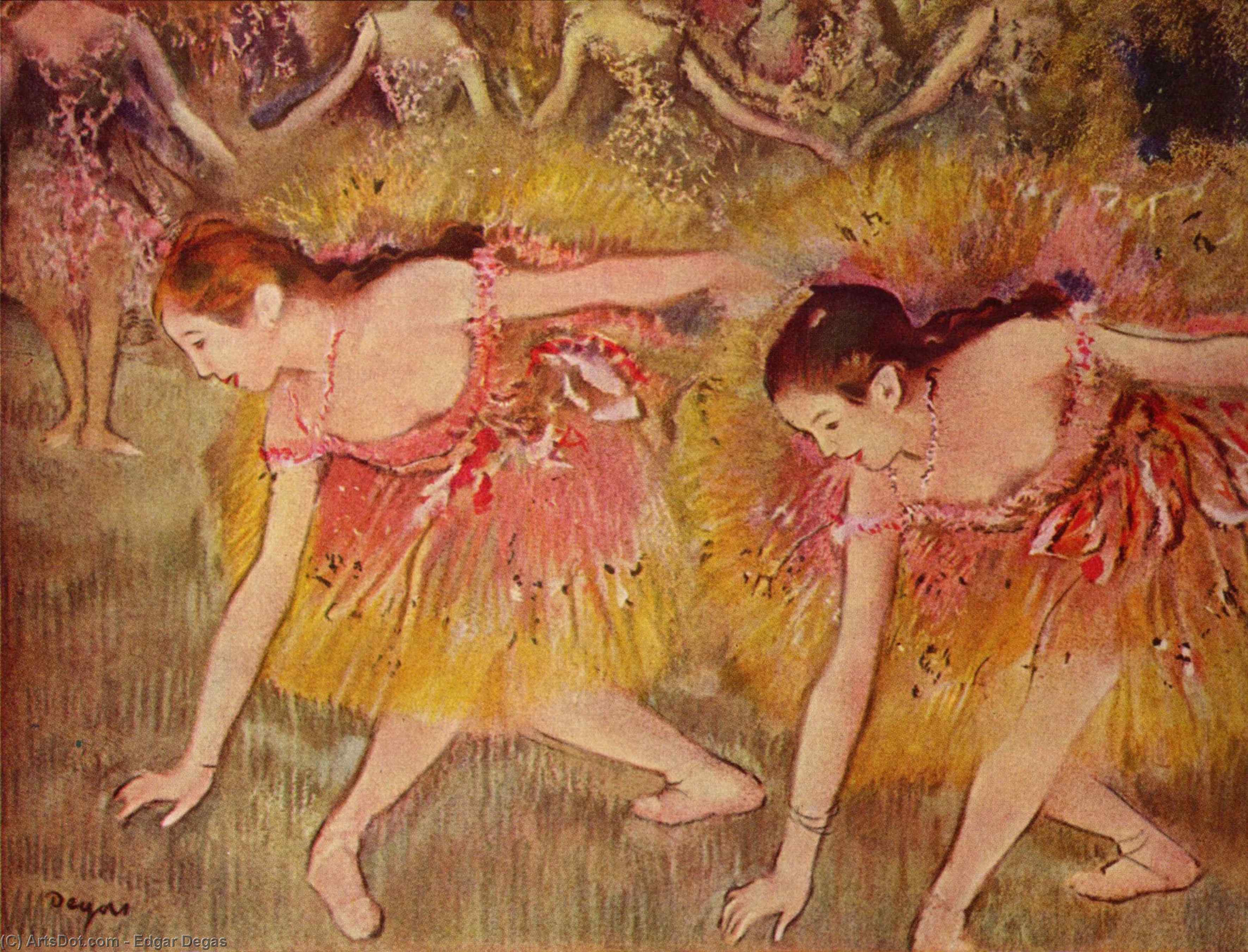 Wikioo.org - Bách khoa toàn thư về mỹ thuật - Vẽ tranh, Tác phẩm nghệ thuật Edgar Degas - Dancers Bending Down