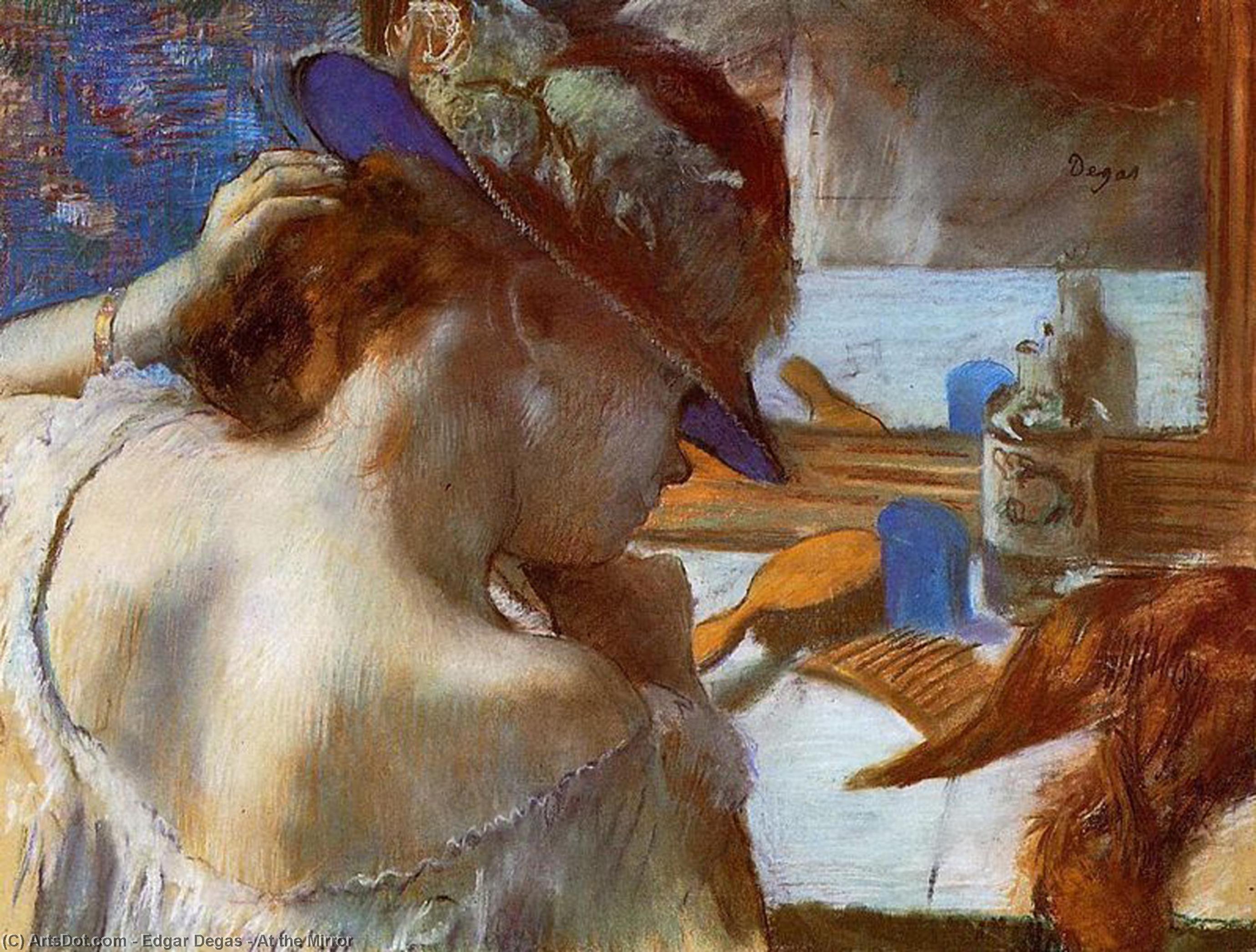Wikioo.org – La Enciclopedia de las Bellas Artes - Pintura, Obras de arte de Edgar Degas - en el espejo