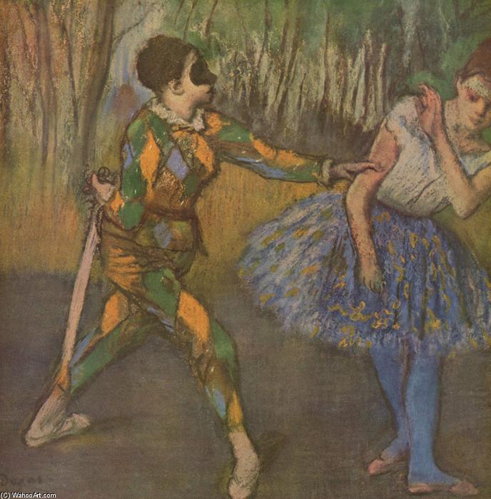 WikiOO.org - دایره المعارف هنرهای زیبا - نقاشی، آثار هنری Edgar Degas - Harlequin and Colombina