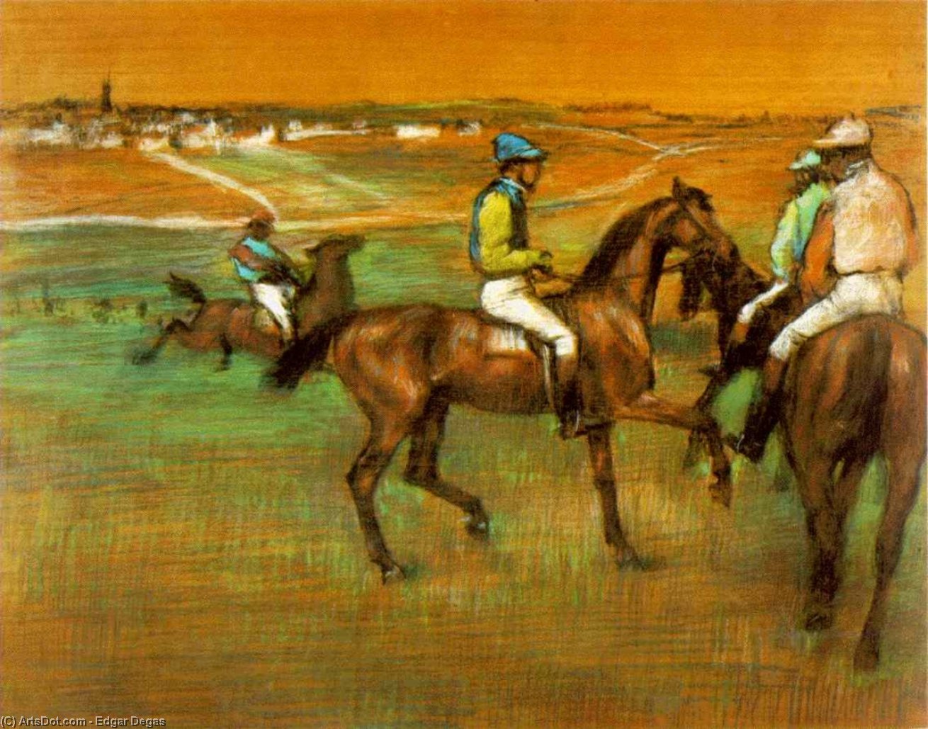 Wikoo.org - موسوعة الفنون الجميلة - اللوحة، العمل الفني Edgar Degas - Race horses