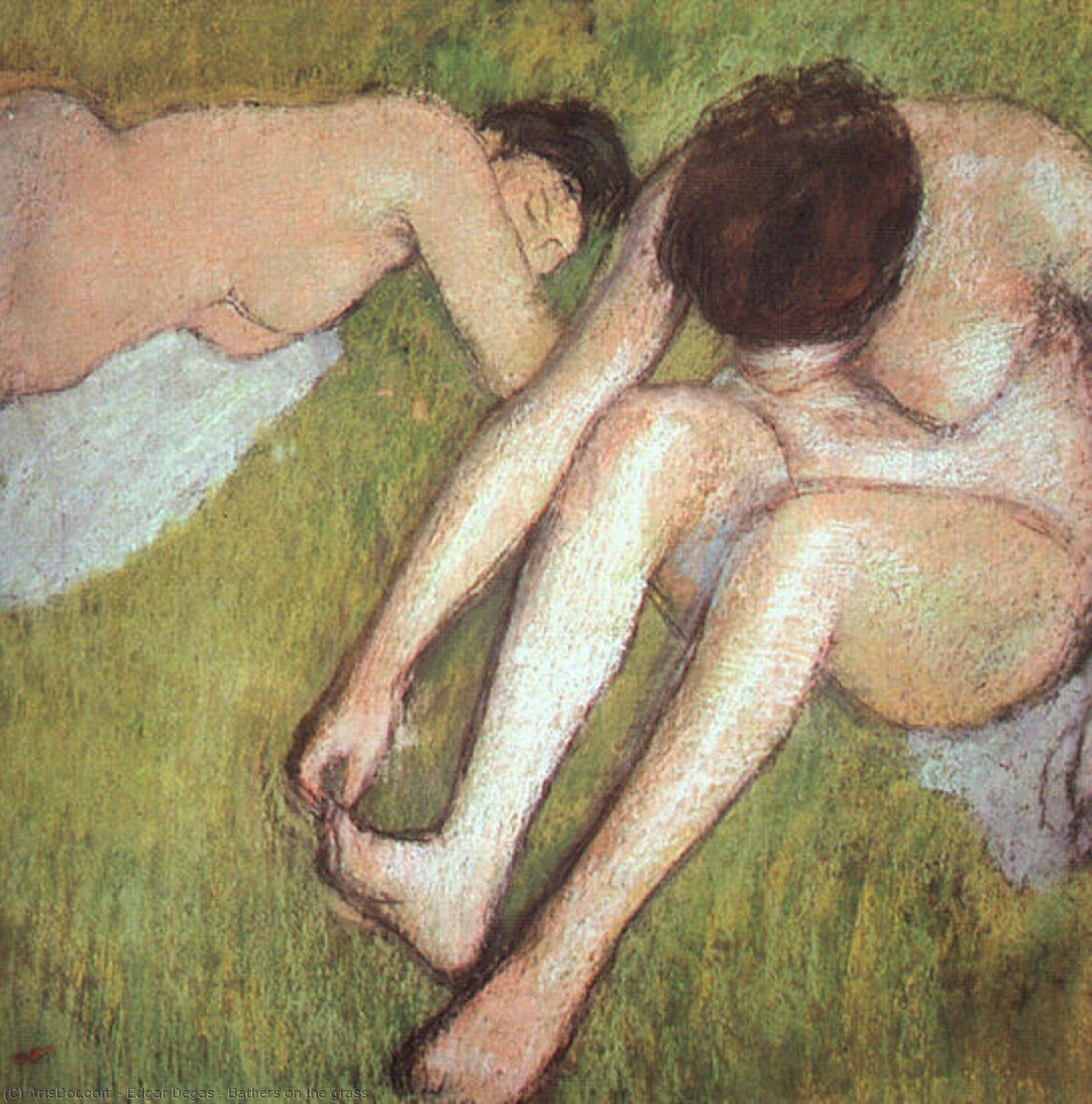 WikiOO.org - 百科事典 - 絵画、アートワーク Edgar Degas - 上の水浴 ザー  草