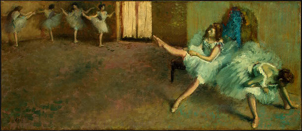 Wikoo.org - موسوعة الفنون الجميلة - اللوحة، العمل الفني Edgar Degas - Before the Ballet (detail)