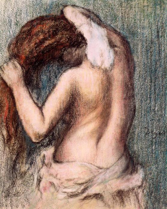 Wikioo.org - Bách khoa toàn thư về mỹ thuật - Vẽ tranh, Tác phẩm nghệ thuật Edgar Degas - Woman Drying Herself