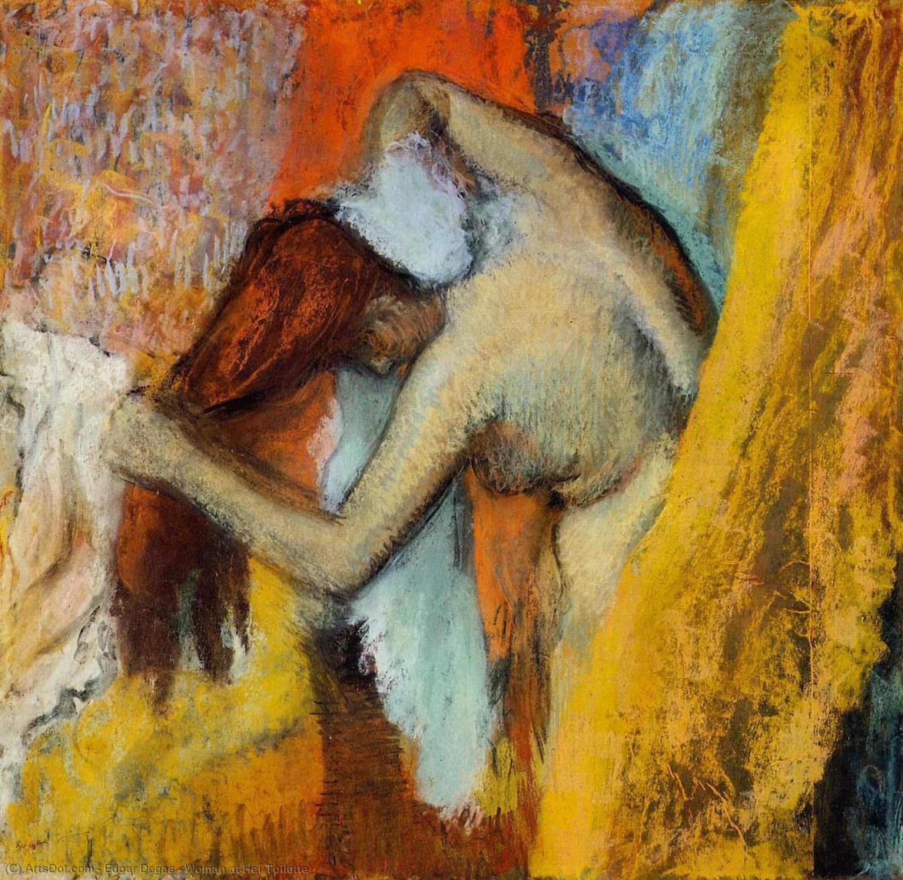 Wikioo.org – L'Enciclopedia delle Belle Arti - Pittura, Opere di Edgar Degas - donna a lei toilette