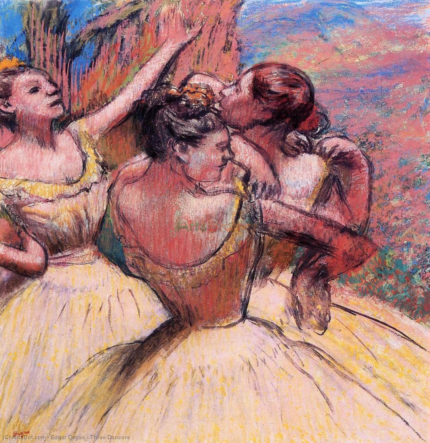 Wikioo.org – L'Enciclopedia delle Belle Arti - Pittura, Opere di Edgar Degas - tre ballerini