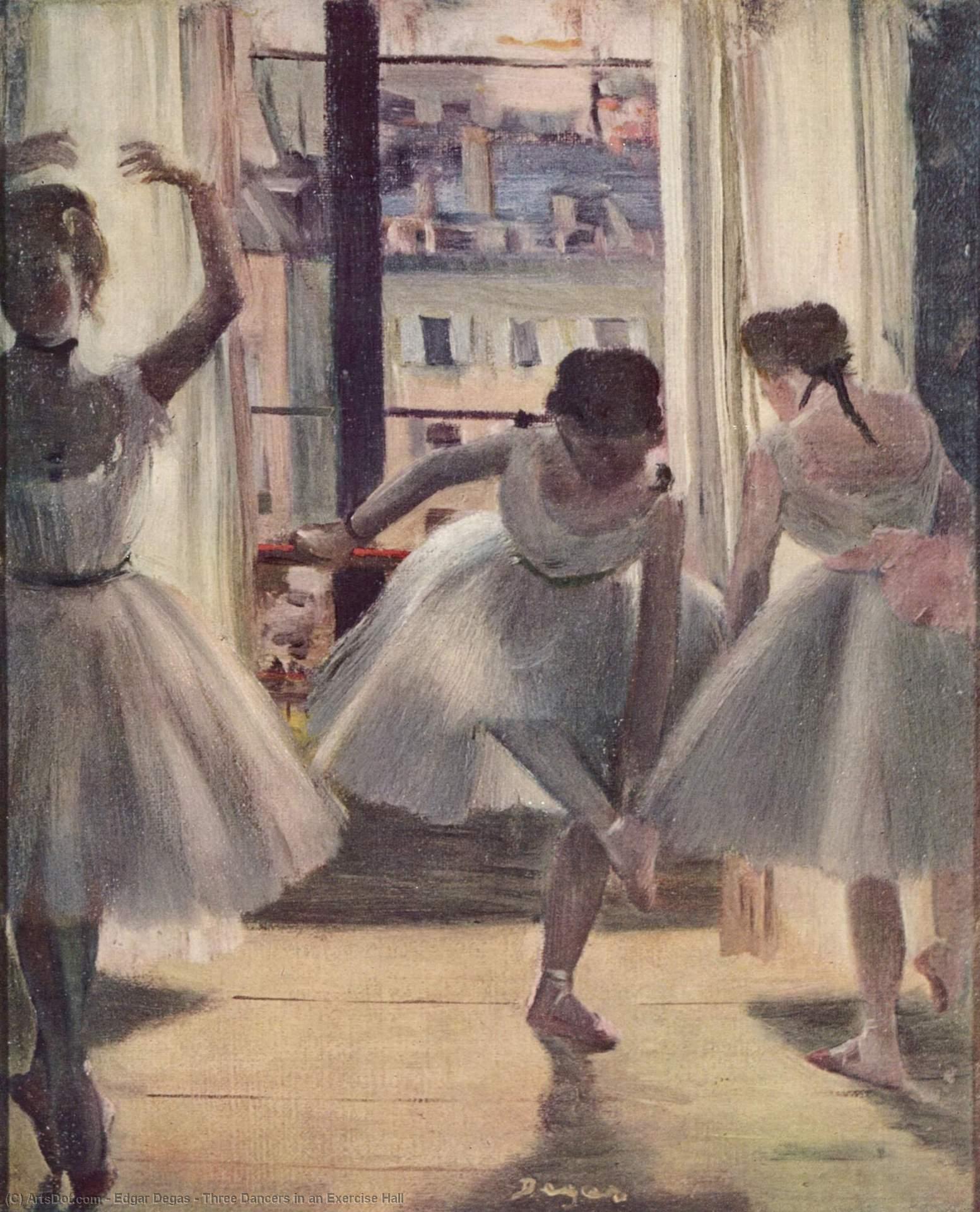Wikoo.org - موسوعة الفنون الجميلة - اللوحة، العمل الفني Edgar Degas - Three Dancers in an Exercise Hall