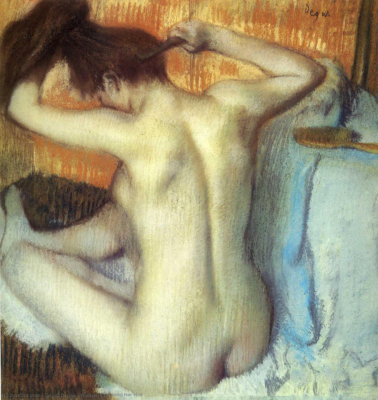 WikiOO.org - Enciklopedija dailės - Tapyba, meno kuriniai Edgar Degas - Woman Combing Her Hair