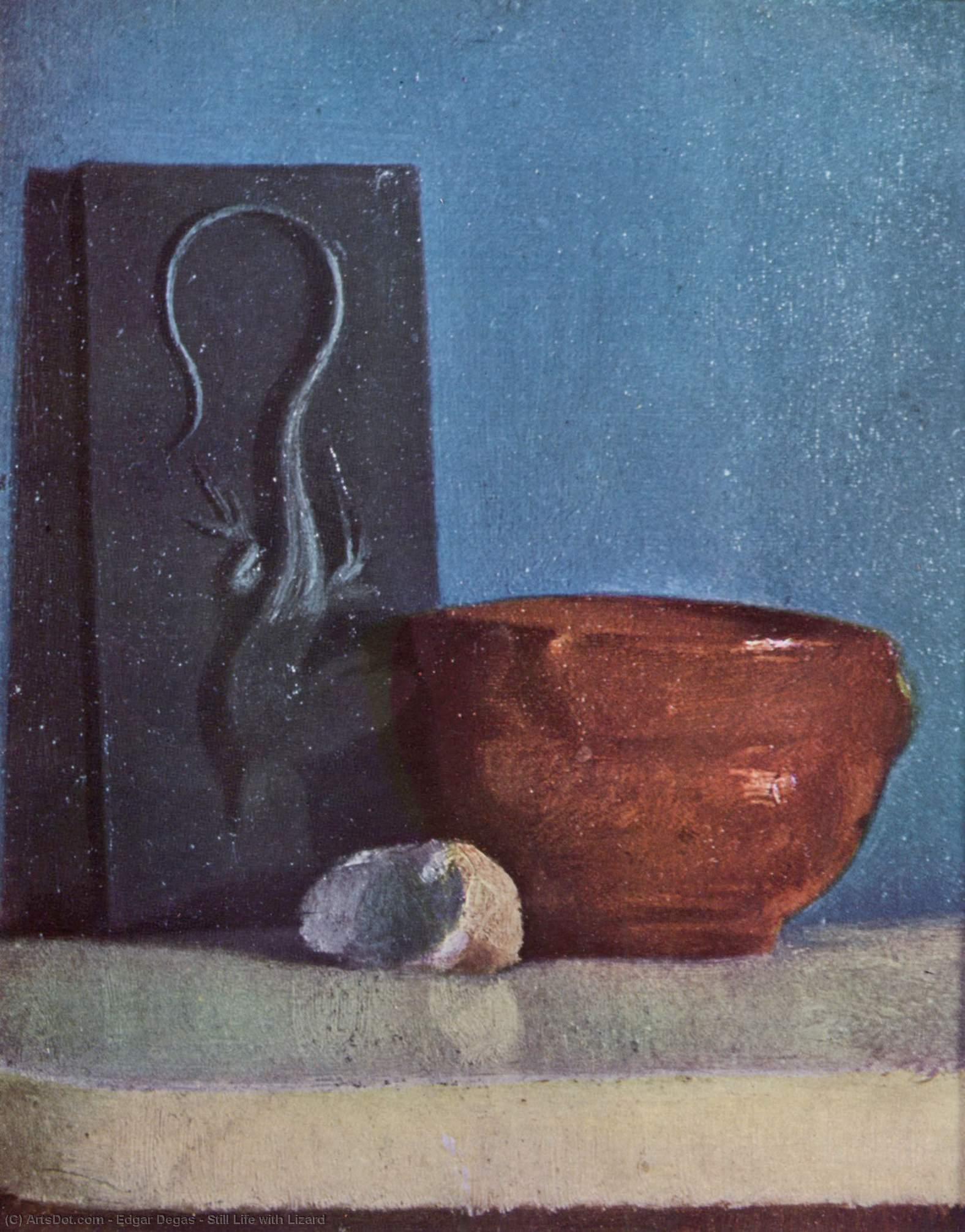 Wikioo.org – L'Enciclopedia delle Belle Arti - Pittura, Opere di Edgar Degas - Natura morta con Lizard