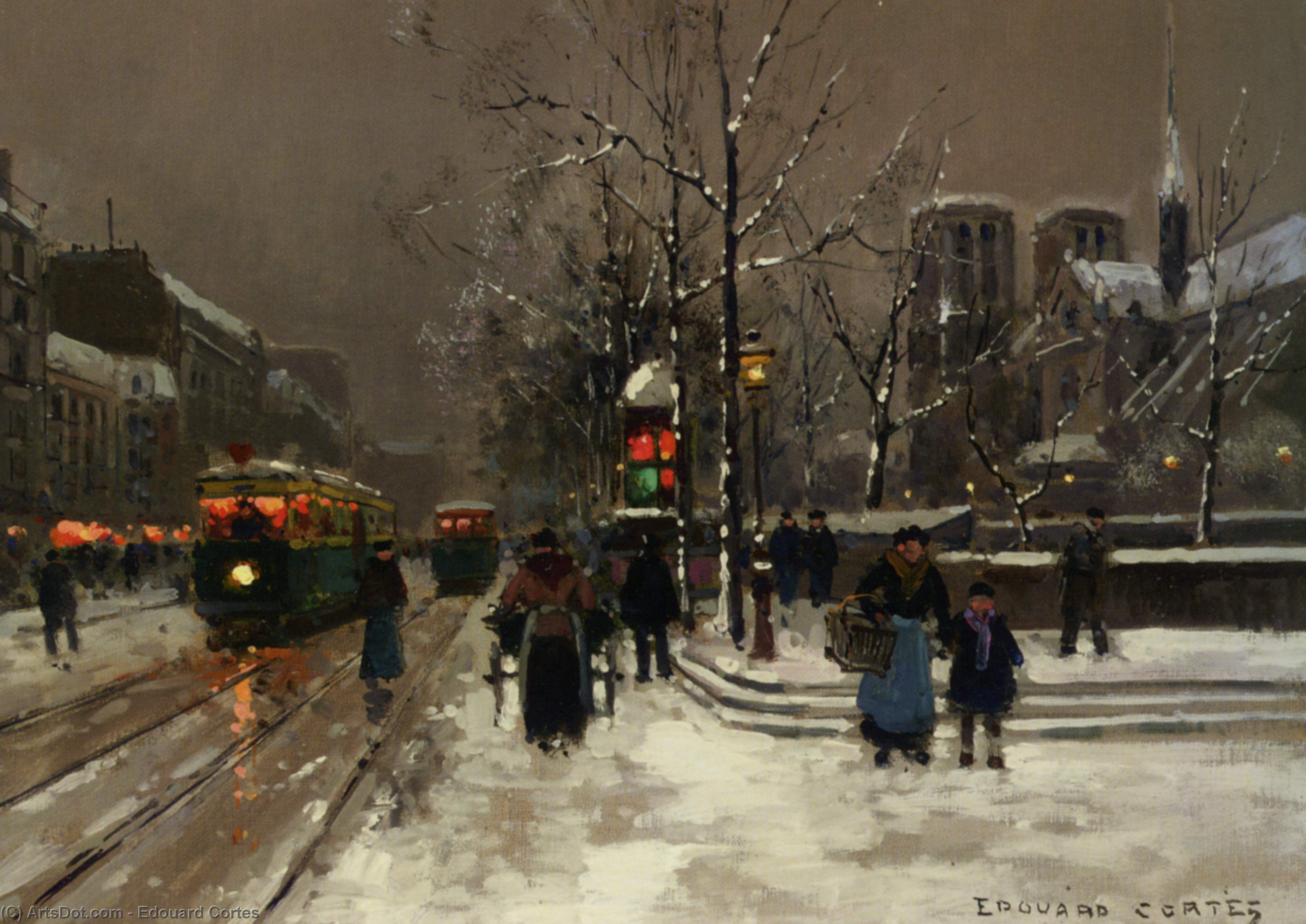 Wikioo.org - The Encyclopedia of Fine Arts - Painting, Artwork by Edouard Cortes - Notre Dame Paris