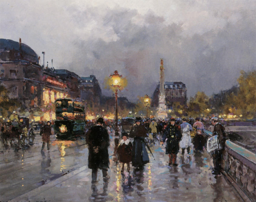 Wikioo.org - The Encyclopedia of Fine Arts - Painting, Artwork by Edouard Cortes - Place du Chatelet