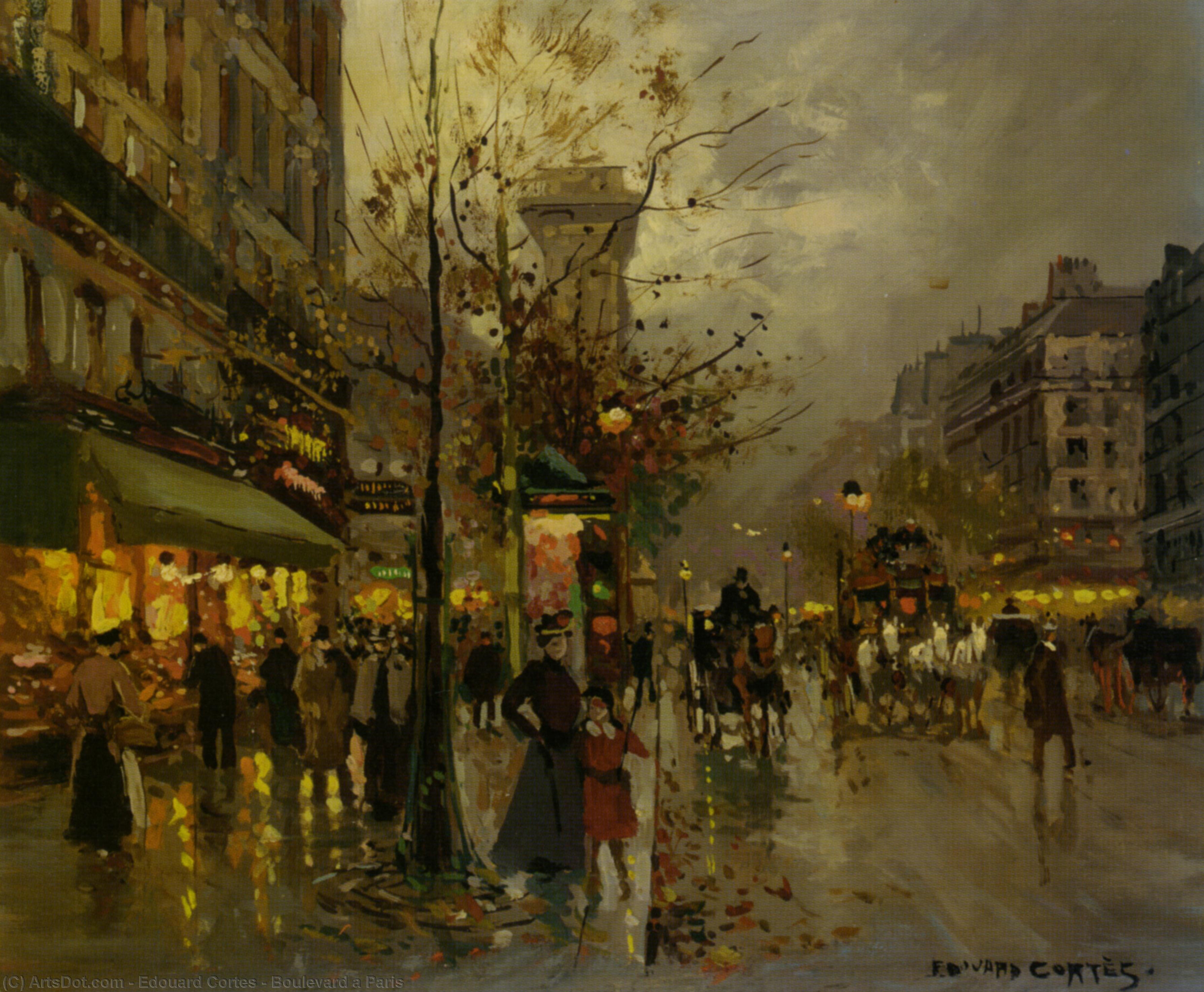 Wikioo.org - The Encyclopedia of Fine Arts - Painting, Artwork by Edouard Cortes - Boulevard a Paris
