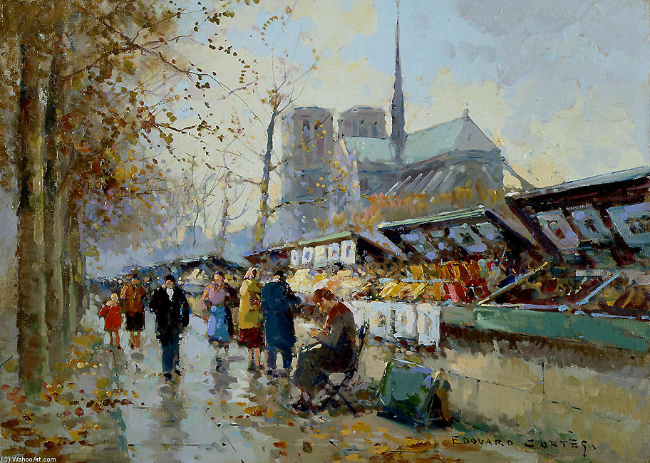 Wikioo.org - The Encyclopedia of Fine Arts - Painting, Artwork by Edouard Cortes - Bouquinistes