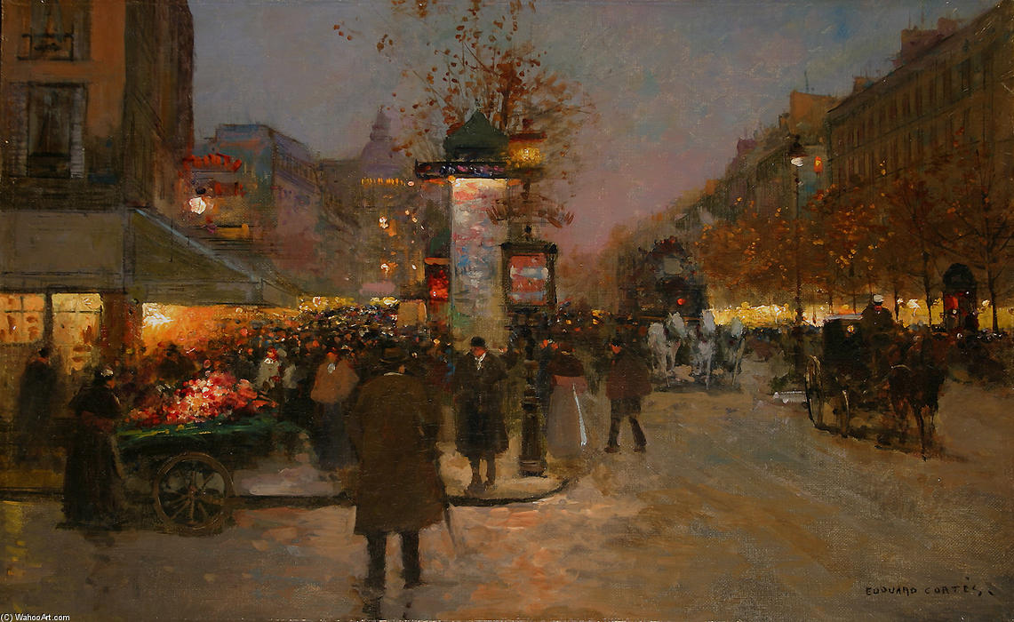 WikiOO.org - Encyclopedia of Fine Arts - Maľba, Artwork Edouard Cortes - Les Grands Boulevards