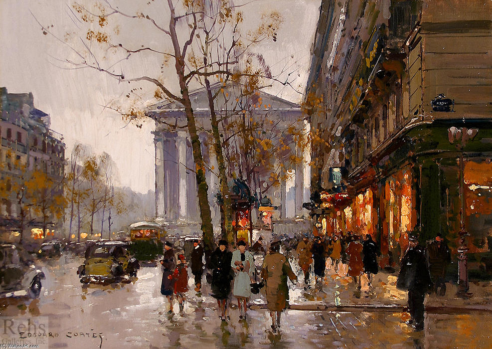 Wikioo.org - The Encyclopedia of Fine Arts - Painting, Artwork by Edouard Cortes - Madeleine and Rue Royale, Paris
