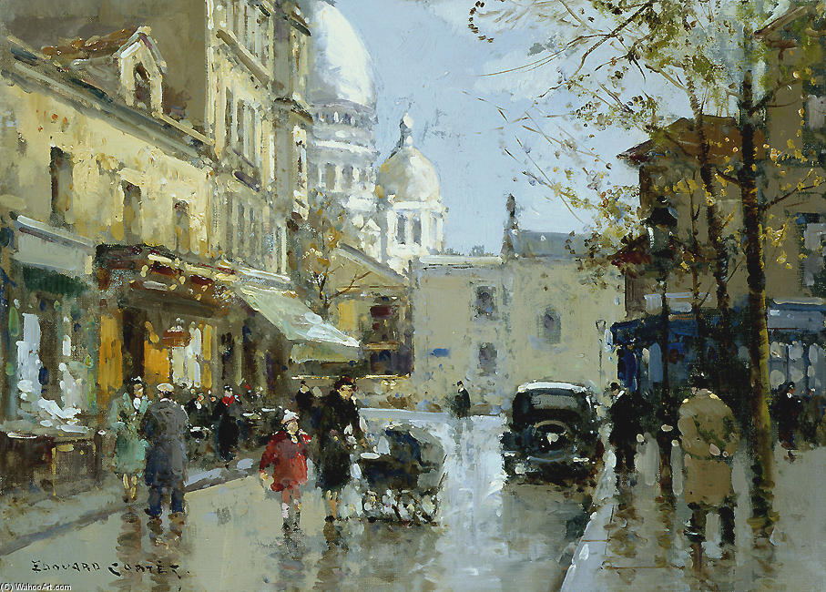 Wikioo.org - The Encyclopedia of Fine Arts - Painting, Artwork by Edouard Cortes - Place from a knoll Montmartre